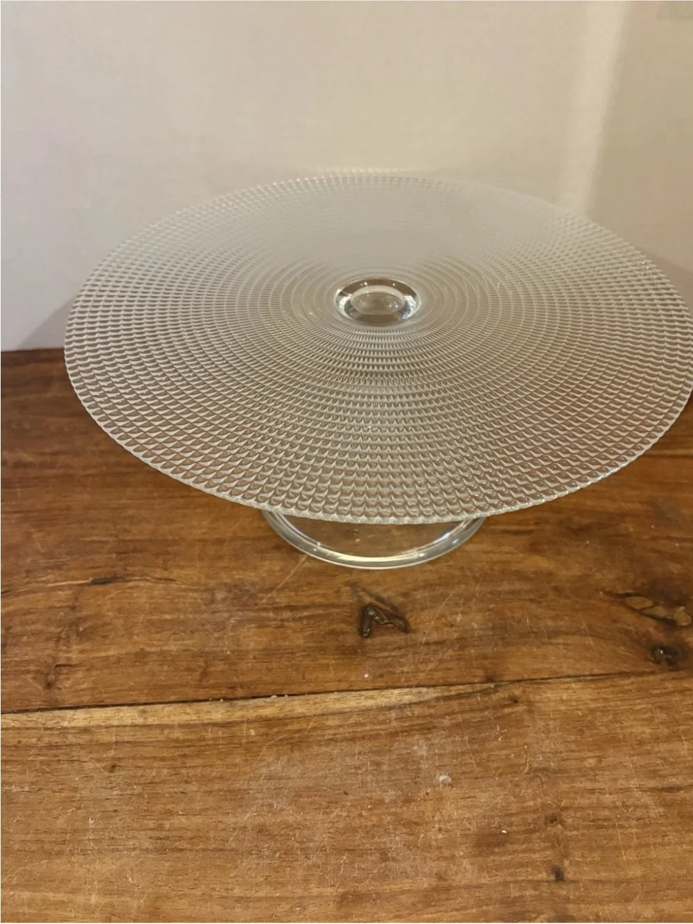 Home Essentials Clear Glass Textured Footed Cake Stand